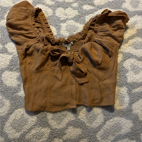 Joyce Leslie Brown Off Shoulder Crop top - Picture 1 of 2